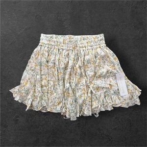 Bishop Young Skirt Womens Small Ruffled Floral Print Elastic Waist Romantic Flir